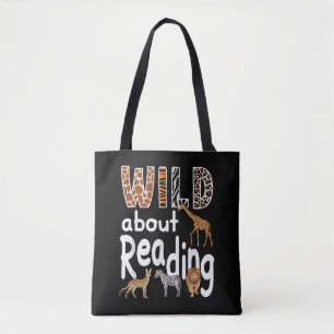 Bolsa Tote Louco por Leitura Animais de Zoológico Amante de L