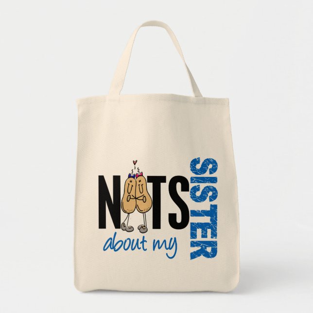 Bolsa Tote Loucos sobre meu AZUL da irmã 1 (Frente)