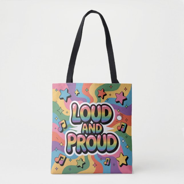 Bolsa Tote LOUD AND PROUD | LGBTQ+ Pride Ally (Frente)