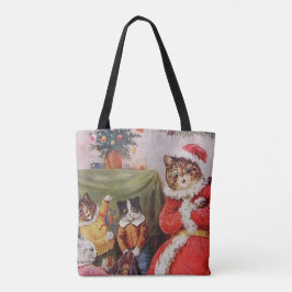 Bolsa Tote Louis Wain Christmas Cats Vintage Família Vitorian