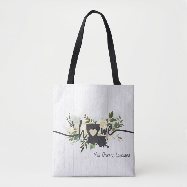 Bolsa Tote Louisiana Estado Personalizado Sua Cidade Natal Rú (Frente)