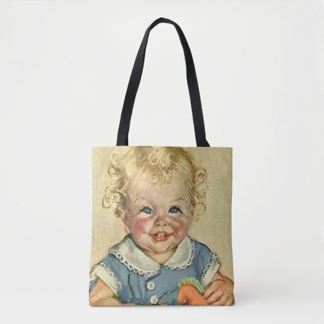 Bolsa Tote Louro Escandinavo Antigo Fofo com Cachos (Frente)