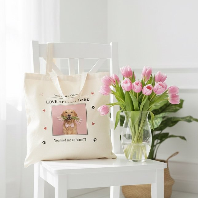 Bolsa Tote Love at First Bark Personalized Dog  (Criador carregado)