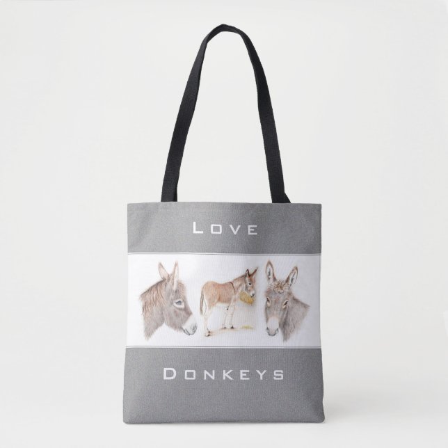 Bolsa Tote Love Donkeys Cinza Toag (Frente)