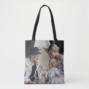 Bolsa Tote 'Love' Foto personalizada da família com nome per