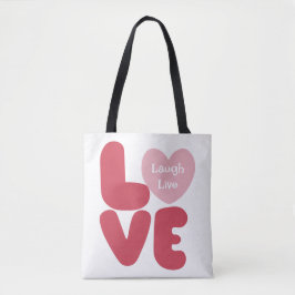 Bolsa Tote LOVE Laugh Live Pink Typografia