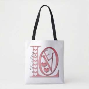 Bolsa Tote Love Letters with Hearts por Shirley Taylor