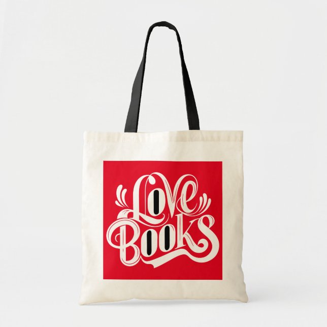 Bolsa Tote Love Livros Design Calliográfico (Frente)