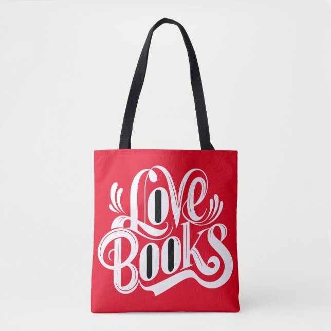 Bolsa Tote Love Livros Design Calliográfico (Frente)