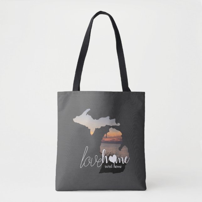Bolsa Tote Love Michigan Home Sweet Home (Frente)