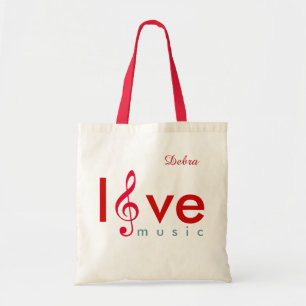 Bolsa Tote Love Music Trible clef personalizado