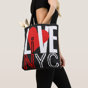 Bolsa Tote Love NYC Live In NYC Red Black White Bag