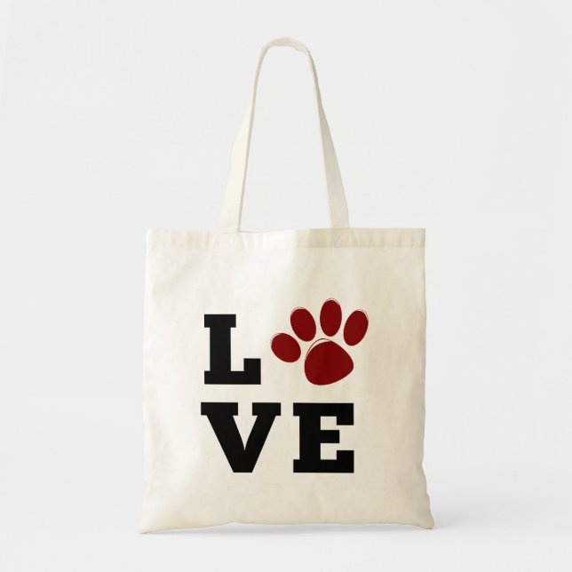 Bolsa Tote Love Paw Print Amante de os animais Dog Lover Foto (Frente)