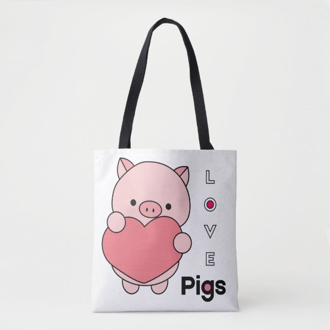 Bolsa Tote Love Pigs national porco day designs (Frente)