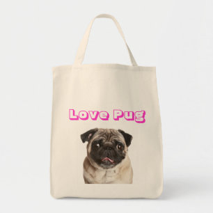 Bolsa Tote Love Pug Puppy Dog Canvas Grocery otebag