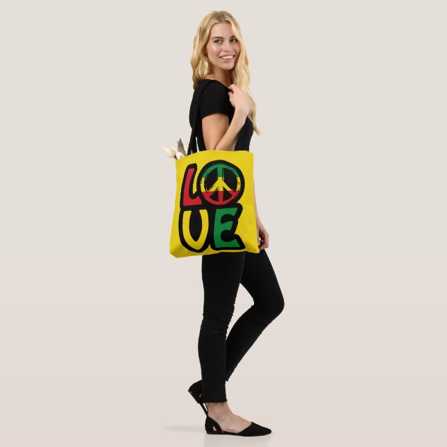 Bolsa Tote Love reggae, símbolo de paz, reggae, saco (No(a) Modelo)