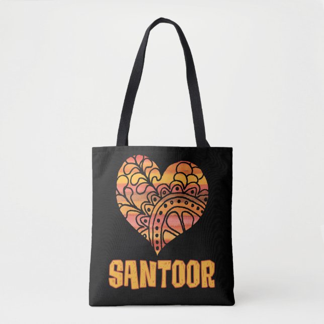 Bolsa Tote Love Santoor Orange Mandala Heart Indian Music (Frente)