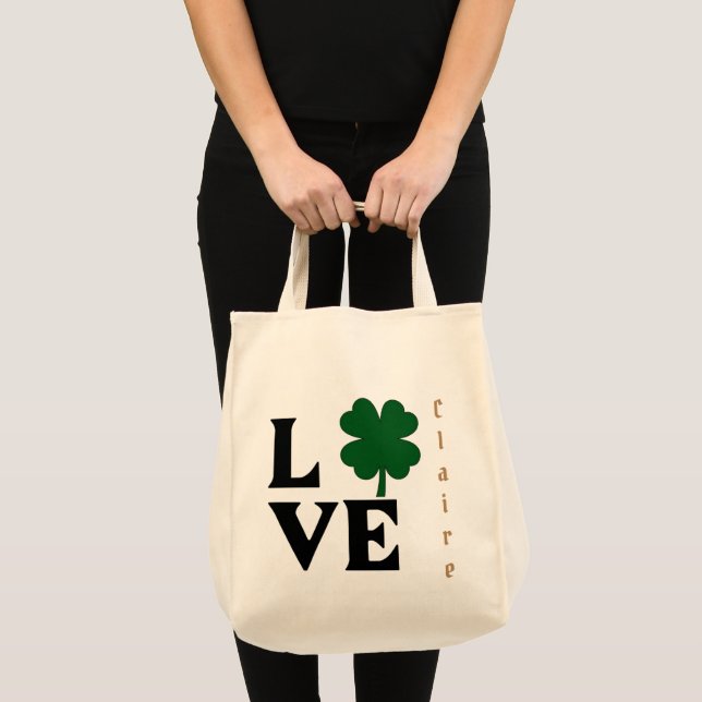 Bolsa Tote Love Shamrock Dia de São Patrício (Frente (produto))