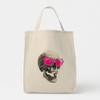 Bolsa Tote 💗 Love Skull – Óculos de Sol Coração Rosa