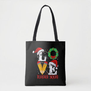 Bolsa Tote Love Teacher Squad, Engraçado Professor Natal