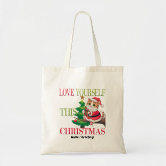 Bolsa Tote  Love Yourself This Christmas Cute Cat Holiday