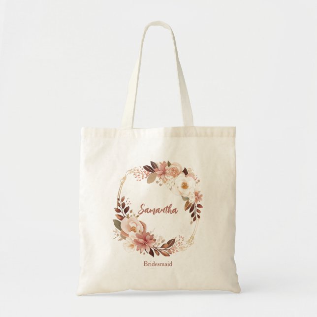 Bolsa Tote Lovely Floral Bridesmaid (Frente)