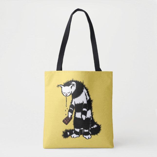 Bolsa Tote Lover De Chocolate Engraçado - Gato De Gato De Gri (Frente)