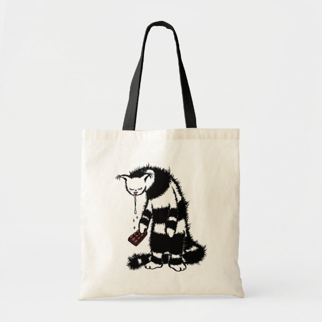 Bolsa Tote Lover De Chocolate Engraçado - Gato De Gato De Gri (Frente)