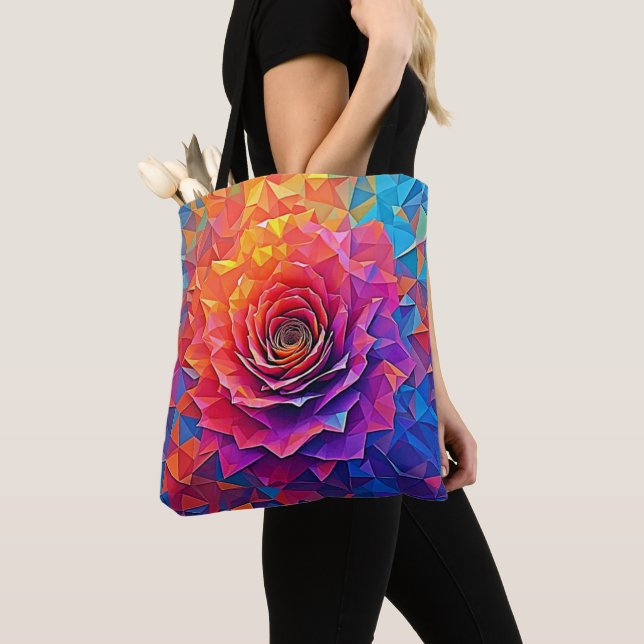 Bolsa Tote Low Poly Rose Bloom Abstract Art (Close Up)