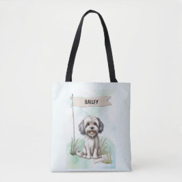 Bolsa Tote Lowchen Aquarela Cachorro Personalizado