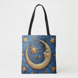Bolsa Tote Lua Celestial e Estrelas