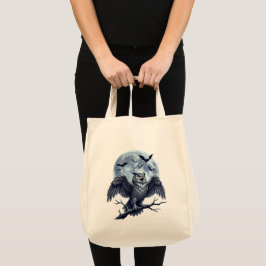 Bolsa Tote Lua cheia Cinza Coruja e Morcegos
