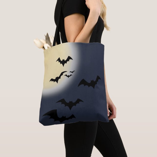 Bolsa Tote Lua Cheia De Halloween Com Morcegos (Close Up)