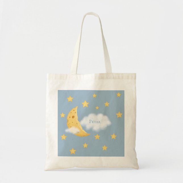 Bolsa Tote Lua Cheirosa e Estrelas Fluffy Cloud Blue Personal (Frente)