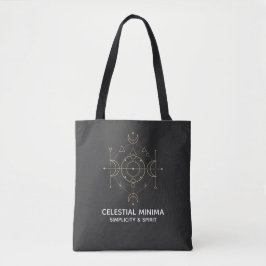 Bolsa Tote Lua Crescente Minimalista & Arte de Linha do Sol |