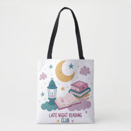 Bolsa Tote Lua e livros do clube de leitura noturna