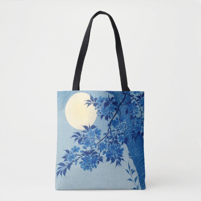 Bolsa Tote Lua Noite Noite de Lua Azul Árvore (Frente)