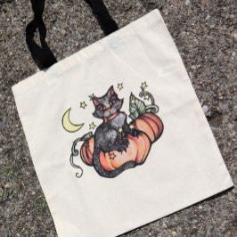 Bolsa Tote Lua Preta de Abóbora de Gato
