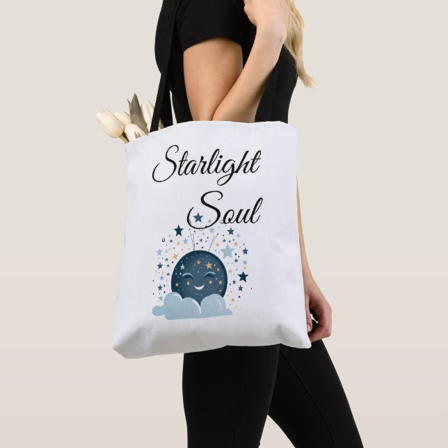 Bolsa Tote lua sorridente com mulheres noturnas sonhadoras e  (Close Up)