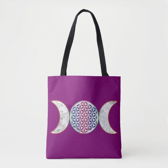 Bolsa Tote Lua Tripla Mágica - Flor Espirituosa Da Vida 2 (Frente)