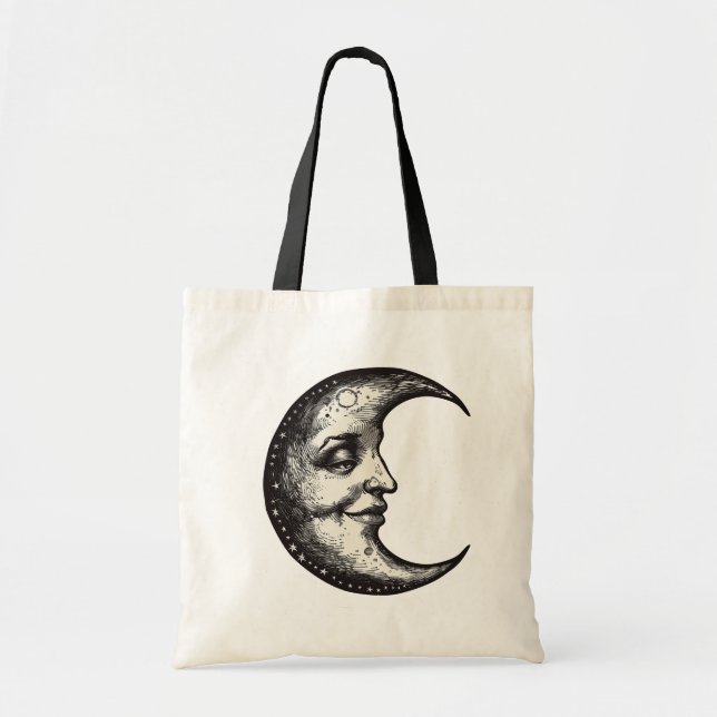 Bolsa Tote Lua Vitoriana Gótica Occulta Com Face (Frente)