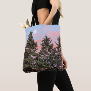 Bolsa Tote Luar com Foto de Nuvens Rosa