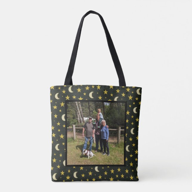 Bolsa Tote Luas e Estrelas de Imagem Personalizadas (Verso)