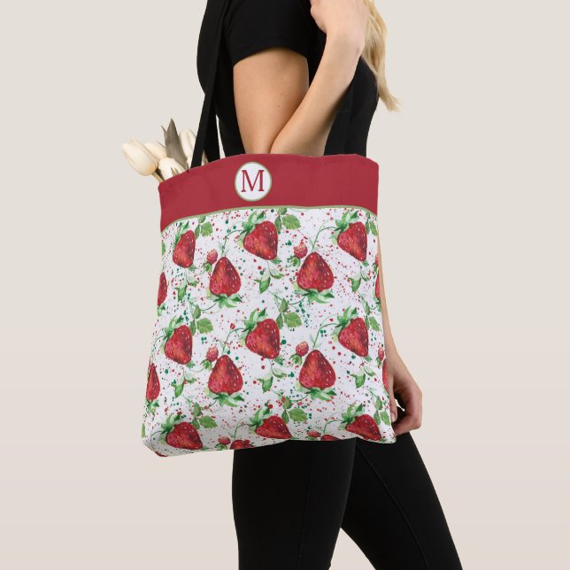 Bolsa Tote Lucious Summer Strawberry Pattern Monograma (Close Up)