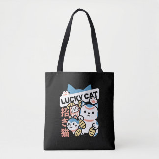 Bolsa Tote Lucky Cat Art – Maneki Neko with Gold Coin
