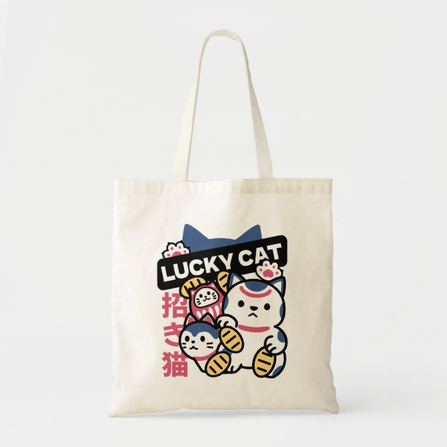 Bolsa Tote Lucky Cat Maneki Neko – Japanese Fortune Cat  (Frente)
