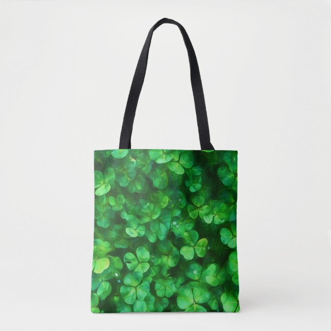Bolsa Tote Lucky Celtic Irish Green Shamrocks (Frente)