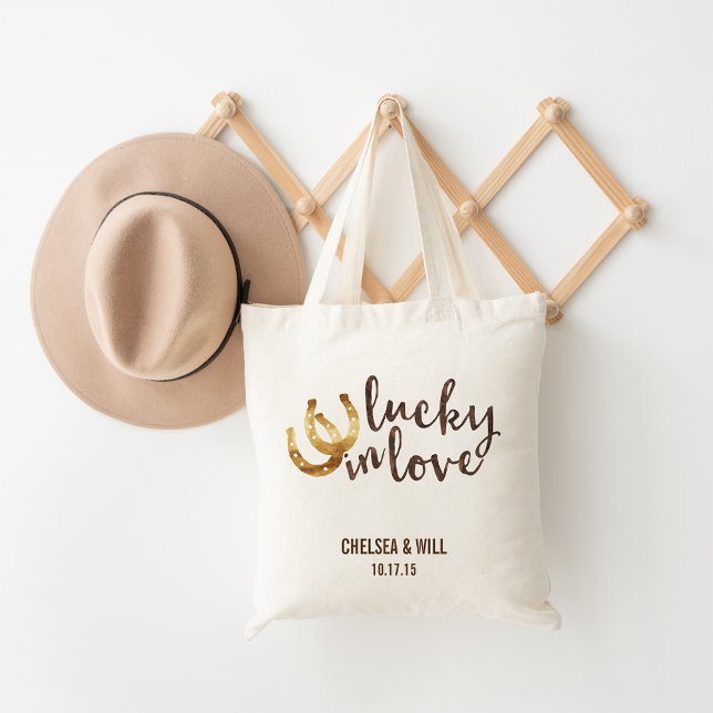 Bolsa Tote Lucky in Love Horserrading Wedding Favor (Criador carregado)