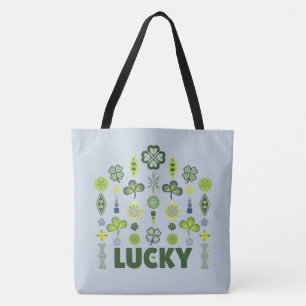 Bolsa Tote Lucky Shamrock Clover Minimamente Padrão Moderno A