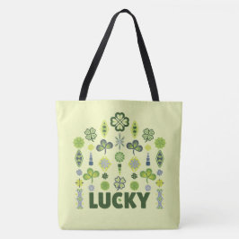 Bolsa Tote Lucky Shamrock Clover Mínimo Padrão Amarelo